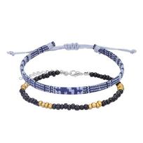 Bohemia National Style Handmade Cotton Linen Woven Bracelet For Women Men Colorful Rainbow Friendship Bracelet Fashion Bracelet Style D black