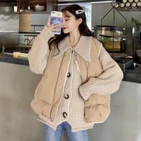 Hong Kong Style Ins Autumn and Winter Down Cotton Jacket Vest Women's Loose and Versatile Vest Jacket Women's Jacket 2XL beige