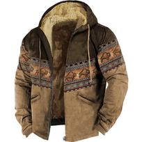 2025 European & American Men's Retro Arctic Velvet Hooded Sweatshirt for Autumn/Winter 6XL brown