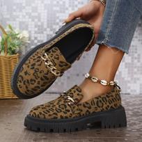 Madingos didelio dydžio 42 moteriškos loaferiai Leopardiniai Britiško stiliaus Storu padu Batai Biuro Moteriški Laisvalaikio Dizainerių Loaferiai Zapatos De Mujer 35 brown