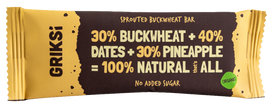 GRIKSI Organic Sprouted Buckwheat - Pineapple batonėlis, 35 g
