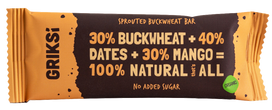 GRIKSI Organic Sprouted Buckwheat - Mango batonėlis, 35 g