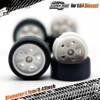 1/64 11Mm Rubber Slick Tires Band Letter & Diecast Model Car Wheels For 1:64 Wheels (1 Set) gray