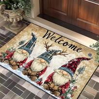 Christmas Welcome Doormat Durable and Easy To Clean Entryway Door Mat Holiday Decorative Floor Rug Home Decor 40X60CM gray