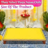 Bhakti Lehar (1 Meter) Large Size Plain Yellow Velvet Pooja Aasan Cloth for God Idol Sitting, Puja Chowki, Temple Shelf, Ganesh Baithak and Home white
