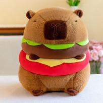 New Cute Hamburger Capybara Plush Stuffed Toy Simulation Animal Doll Soft Children'S Toy Birthday Gift Kawaii Room Decoration 22cm brown