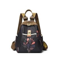 Schoolbag Backpack Bag Women's Shell Shoulder Bag Casual Fashion Large Capacity Oxford Cloth Mom Bag Printed Guochao Travel large size 36*22*41 black