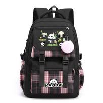 Panda Huahua schoolbag cute high-value junior high school students grades 3-6 cross-border large-capacity burden reduction backpack No specification gray