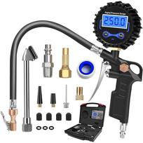 Digital Bike Tire Pressure Gauge, Presta Valve Adaptor, Schrader To Presta Valve Adapter For Air Compressor, Schrader Valve Adapter, Easiest Use CAR&SUV&TRUCK gray