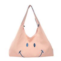 Travel bag, large capacity, high-end canvas shoulder bag, casual smiley handbag, versatile daily fitness business trip bag geltona