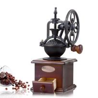 Retro Manual Coffee & Pepper Grinder - Hand-Crank Ceramic Mill Metal Bean Holder/Cast Iron Lid & Hand Crank ruda