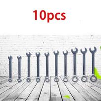 10-Piece Mini Metric Spanner Set – 4-11mm Wrench Opening, Blue, Explosion-Proof, Key Ring-Attached Pocket Hand Tools gray