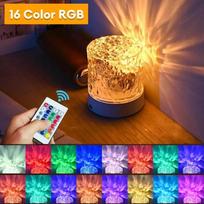 LED Water Ripple Light Ambient Night Light Rotating Projection Crystal Table Lamp RGB Dimmable Home Decoration 16 Color Gifts 1pc