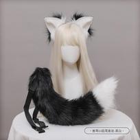 Rankų darbo lapės ausų lankelis su uodegos rinkiniu Cosplay kostiumo aksesuaras - Minkštas pliušinis gyvūno ausų rinkinys Q-Fox Ears Tail Set - Purple/White white
