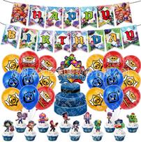 Brawl Stars Birthday Party Decorations: Banner, Pennants, Cake Toppers, and Balloon Set
