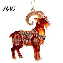 Decorative Hanging Ornaments for Tree 2PCS Christmas Goat Ornaments, 2D Acrylic Ornament Shopping Mall Pendants, Lightweight Festive Holiday A brown