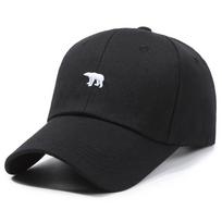 Beisbolo kepuraitė Pavasaris Vasara Vienspalvė Skrybėlė nuo saulės Siuvinėtas baltasis lokys Vyrai Moterys Medvilninės Snapback kepuraitės Kepuraitė su snapeliu juoda