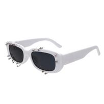 Modern Punk Sunglasses UV400 Protective Flexible Frame Eyewear Hiphop Glasses for Commuting Streetwear Photography black