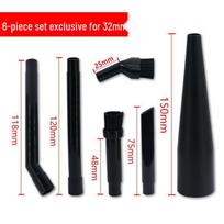 6-Piece Vacuum Accessory Set: Compatible with Midea, Haier, Xiaogou, Yangzi - Includes Crevice Nozzle, Round Hair Brush, Flat Suction Head. black