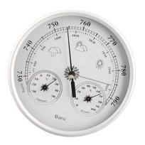Thermometer Barometer Hygrometer 3 in 1 All Season Wall Hanging Indoor Outdoor Accurate Weather Instrument Silver White 130mm Color: Silver white white
