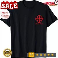 Deus Vult Jerusalem Cross Order of the Holy Sepulchre Knight T-Shirt L black