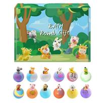 12-piece bath salt bomb set including a relaxing spa experience and compatible surprise dolls (please refer to the image). blue