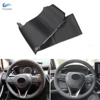 For Toyota Camry Corolla RAV4 Avalon Crown 19-22 Hand-stitched Car Steering Wheel Black Leather Cover Trim Interior black
