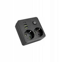Prailgintuvas su 2 lizdais, 3 Usb (1x Usb-c), įžeminimu