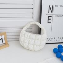 Madingas mini puffer krepšys dygsniuotas apskritas telefono piniginė Elegantiškas purpurinis minkštas nailoninis paminkštintas raktų maišelis Paprasta tendencija rankinė A5 gray