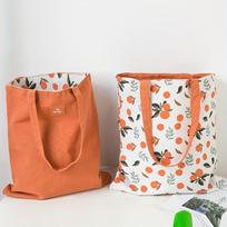 Dvipusė daugkartinė pirkinių tašė - Be pamušalo, 40 cm / 15,7 colio X 36 cm / 14,2 colio oranžinė