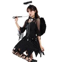 Female Halloween Dark Angel Costume Suit Masquerade Cosplay Black Dress S black