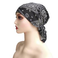 Galvos apdangalas Mada Kasdienis Gėlių rašto Turbanas Chemoterapijos kepurė Moterims Nacionalinio stiliaus Medvilninė kepurė Bandana 8 beige