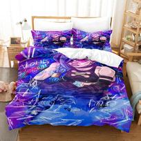 Anime Arcane Patalynės Komplektas JinX 3D Spausdinamas Antklodės Užvalkalas Su 1-2 Pagalvių Užvalkalais Viengulis Karališkas Dydis Žaidimas Arcane Vaikams Suaugusiųjų Miegamajam Eusingle135x200cm black