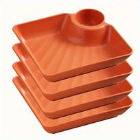 4Pcs Dumpling Plates With Sauce Dipping Compartment Square Plastic Serving Tray Tableware 4pcs large size 18.5cm balta