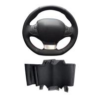 Automobilio vairo dangtis, kvėpuojantis neslystantis, natūrali oda, perforuota, skirta Peugeot 308 SW T9 3008 automobilių apdailai Red line black