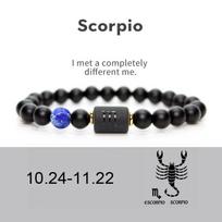 Man Woman 12 constellations Zodiac Natural Volcanic Lava Stone beads Diffuser Charm Bracelet Men Jewelry black lava Aquarius
