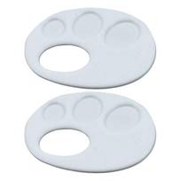 Yousheng Plastikinis dažų padėklas 3D spausdinta pirštų paletė su rankena Lengvai valoma Nešiojama tapybos paletė Vaikams, dailininkams Vandens spalvoms, akrilui 2pcs white