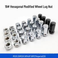 19# Wheel Hub Flange Hex Tire Lug Nut for Honda, Toyota, Ford, Hyundai, Kia M12x1.5*16*21 Through Hole gray