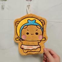 Soft Panda Bubu Dudu Hand Towel Double Layer Thick Absorbent Coral Fleece Hanging Towel Cute Bear Cartoon Towel for Home Towel orange