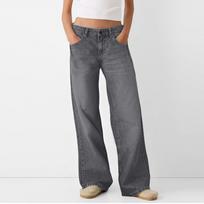 Women's Retro High- Straight Street Wide-Leg Jeans L gray