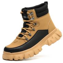 Autumn and winter new anti-smash and stab-proof safety boots for men and women, rotary buckle free lace-up Martin boots 270 green;47 black