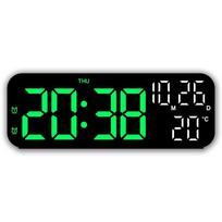 Skaitmeninis žadintuvas Temperatūra ir data Savaitės rodymas Naktinis režimas Stalo laikrodis Valdymas balsu 12/24H Elektroniniai LED žadintuvai green