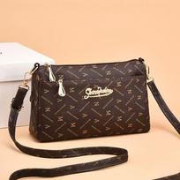 Fashion printed women's bags are hot-selling messenger bags in the season, middle-aged women's shoulder bags, mother's large-capacity commuter bags 23X14X7CM gray