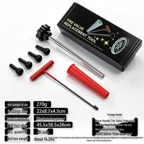 Universal Tire Valve Installation & Repair Tool Kit gray