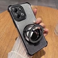 Skirta Xiaomi Redmi 17 4G 5G Padengtas Blizgus Veidrodinis Laikiklis Silikoninis Atsparus Smūgiams Dėklas Redmi17 Magnetinis Stovas Galinis Dangtelis Redmi 17 5G rožinė