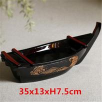 Black red sushi sashimi boat ice food seafood plate ABS salmon sashimi tray Creative Japanese food container sushi decor 13 gray
