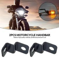 2X universalus motociklo posūkio signalo laikiklis, metalinis perkėlimo šakės spaustukai, žibinto tvirtinimo laikiklis motociklo priekyje black