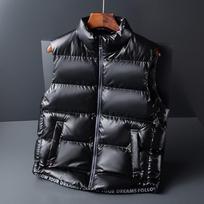 Shiny Down Cotton Padded Vest Men Sleeveless Jacket Casual Warm Winter Waistcoat Outerwear for Daily Outdoor Wear 8XL gray