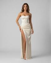 Women's new fishbone tube top dress, straps, slim waist, European and American satin split skirt M balta