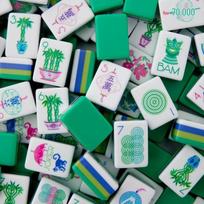 4-Layer Green Acrylic Mahjong Set - 160 Hand-Rubbed Crystal Tiles for Home & Gift Use New Style Green Fortune Bamboo (31.5*23*16) blue
